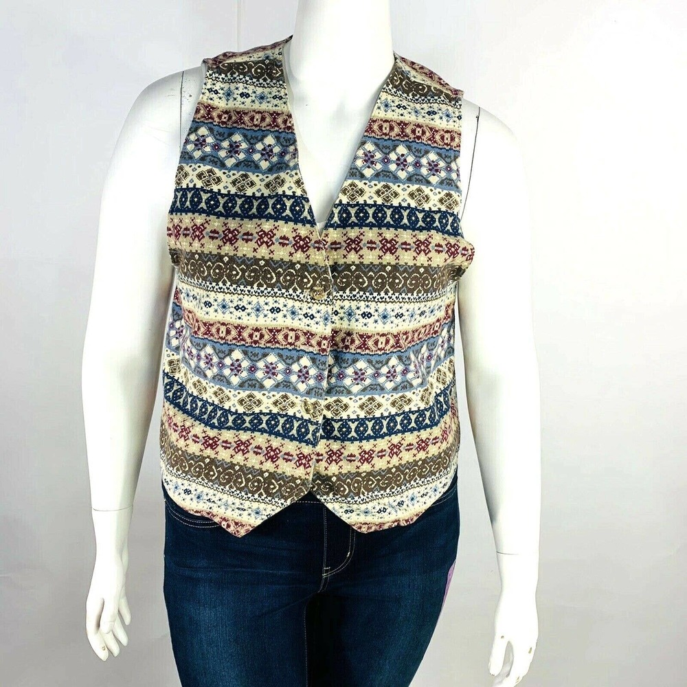 VTG Stuffed Shirt Jeanswear Womans Sz Large Prairie Western Vest USA - Picture 2 of 7